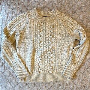 J. Crew wool-blend cable-knit sweater, gray, Sz. S.